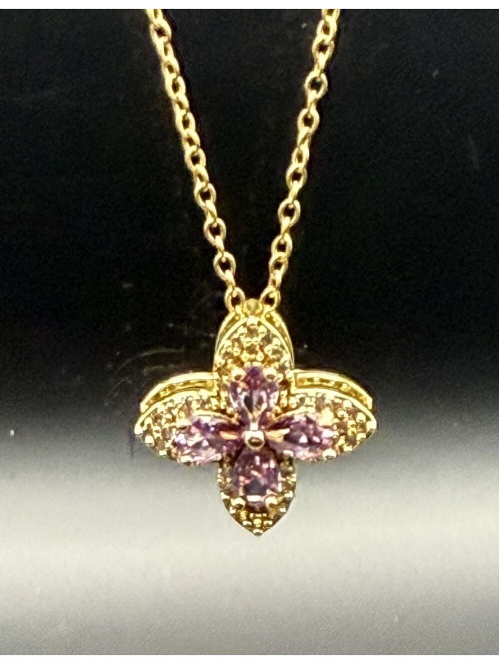 candy+clover lilac and gold clover pendant with free chain